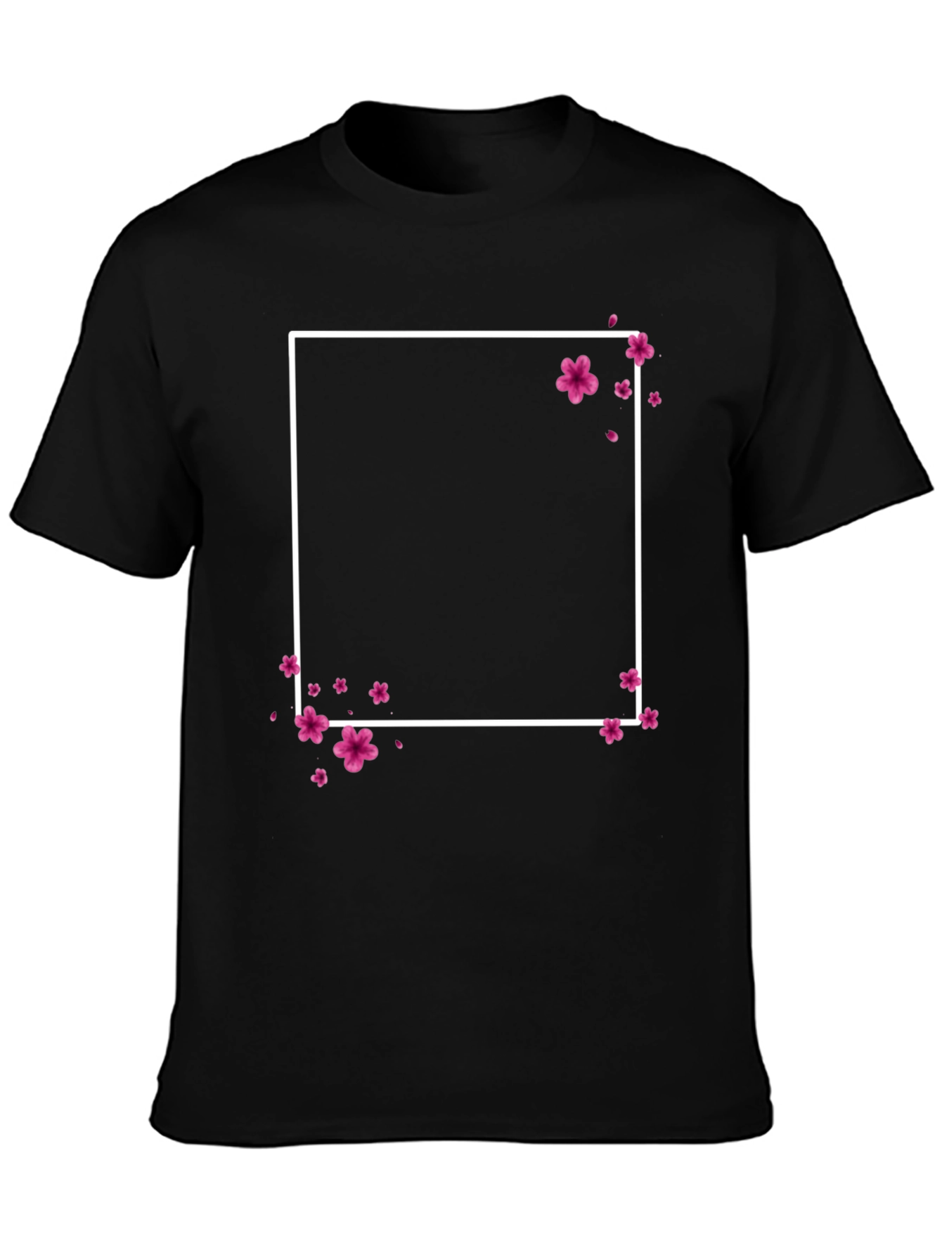 Floral Square Graphic Tee - Stylish Mens Black T-Shirt