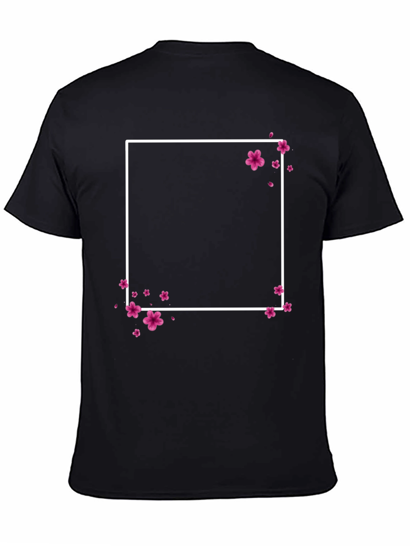 Floral Square Graphic Tee - Stylish Mens Black T-Shirt