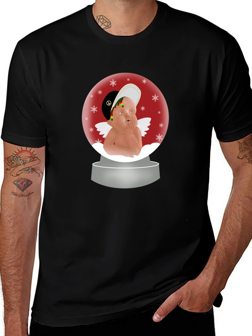 Rasta Angel Snow Globe T-Shirt
