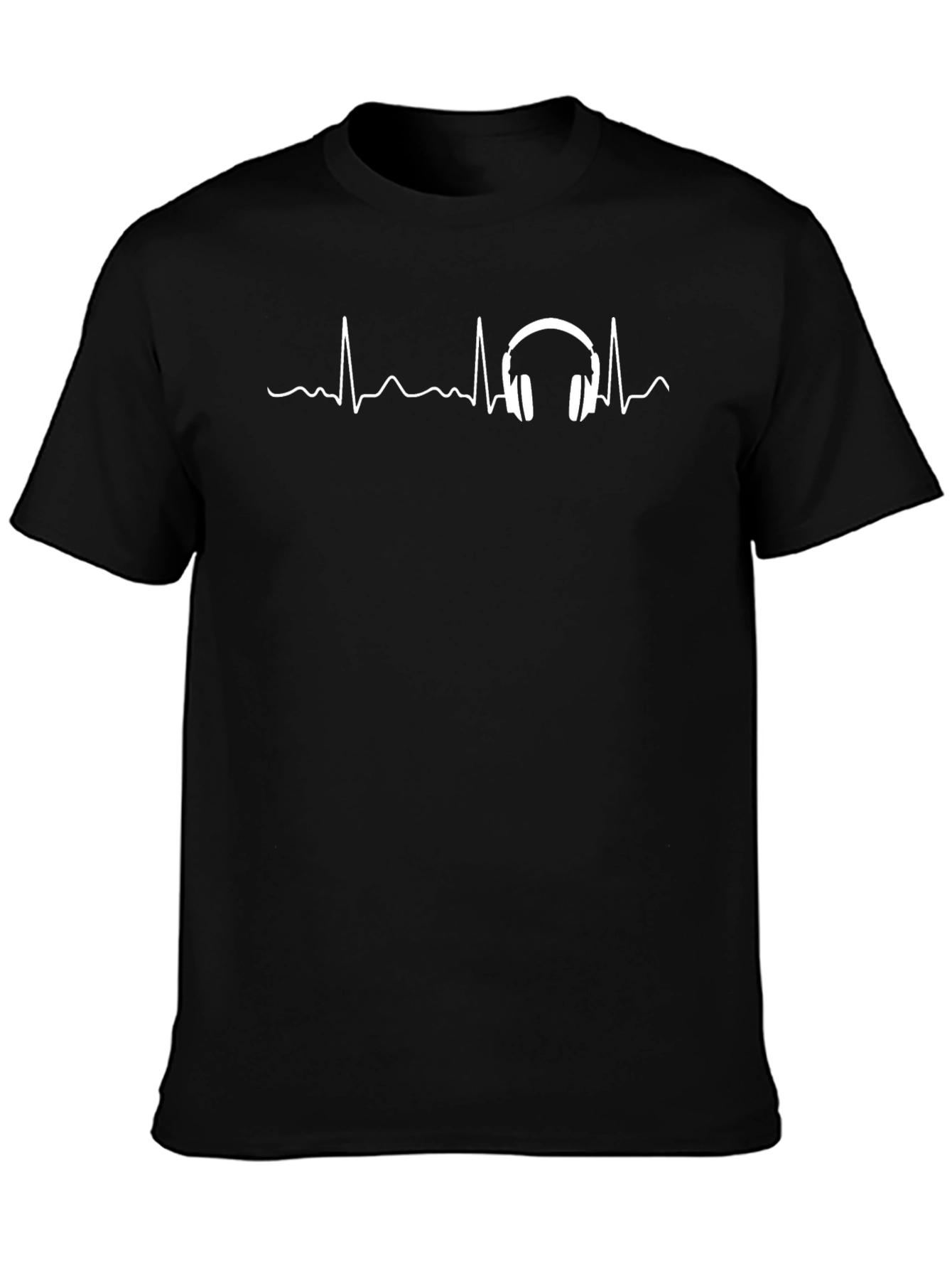 Heartbeat Headphones Graphic Tee - Black
