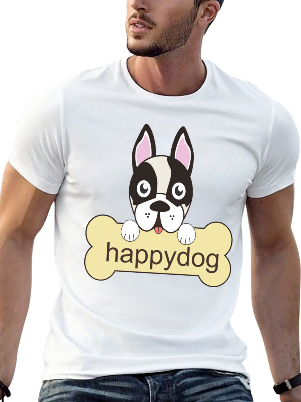 Happy Dog Black Graphic T-Shirt