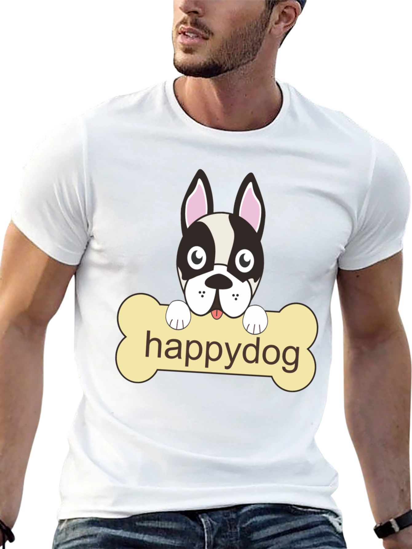 Happy Dog Black Graphic T-Shirt