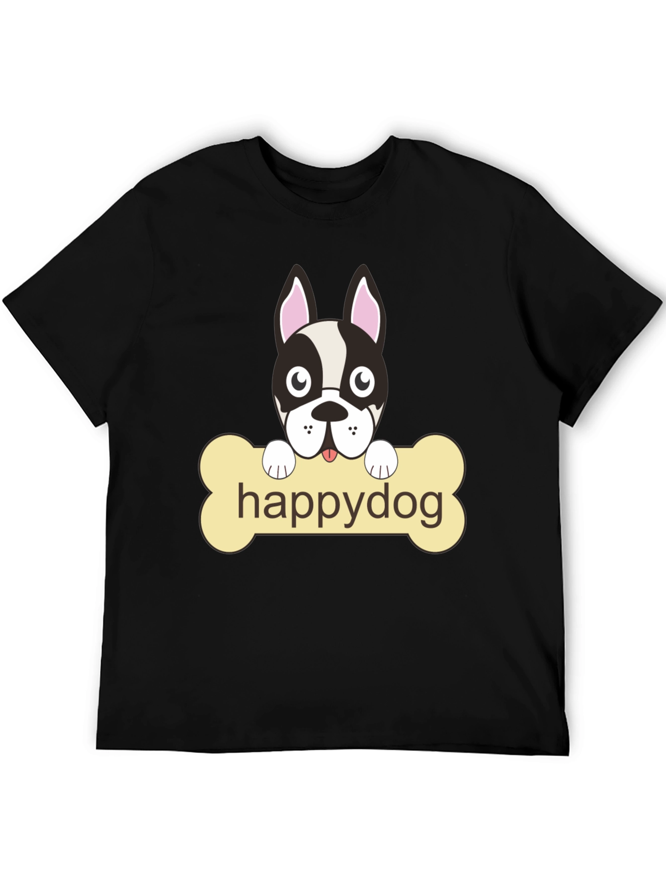 Happy Dog Black Graphic T-Shirt
