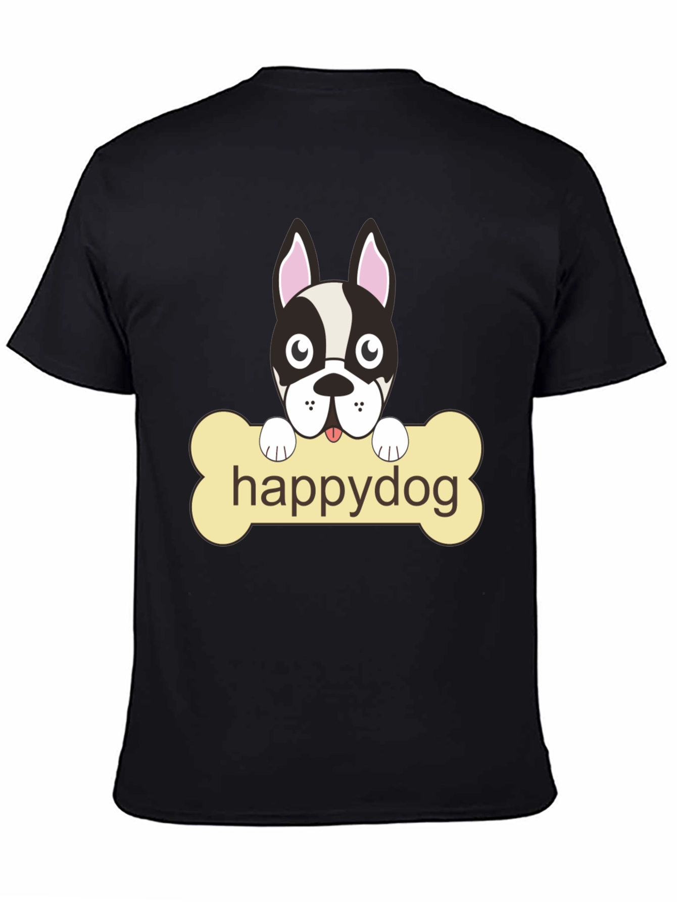 Happy Dog Black Graphic T-Shirt