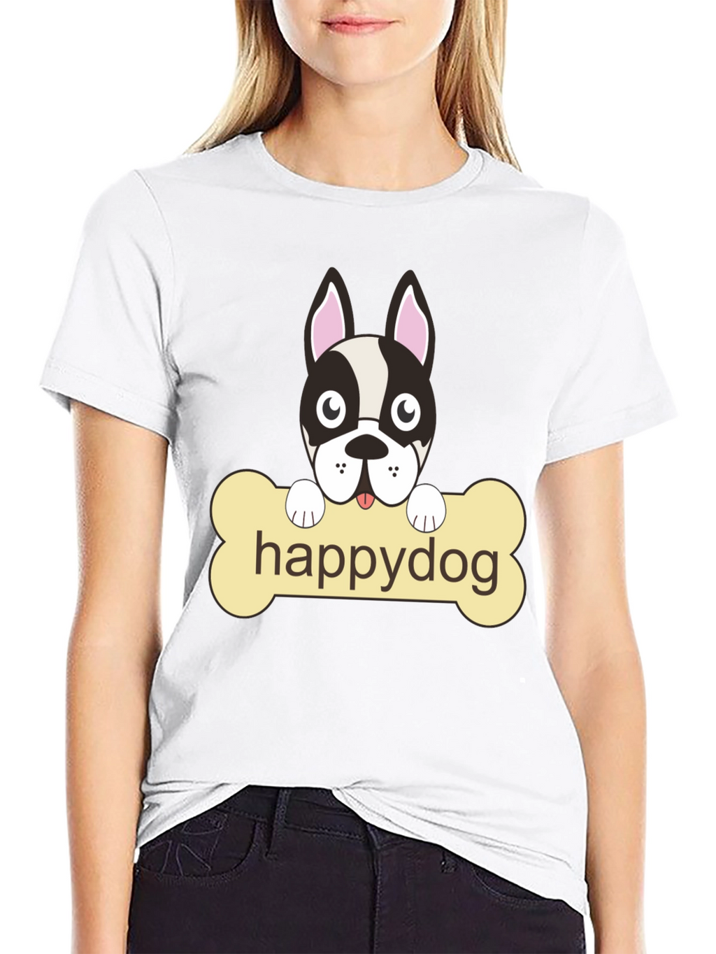 Happy Dog Black Graphic T-Shirt