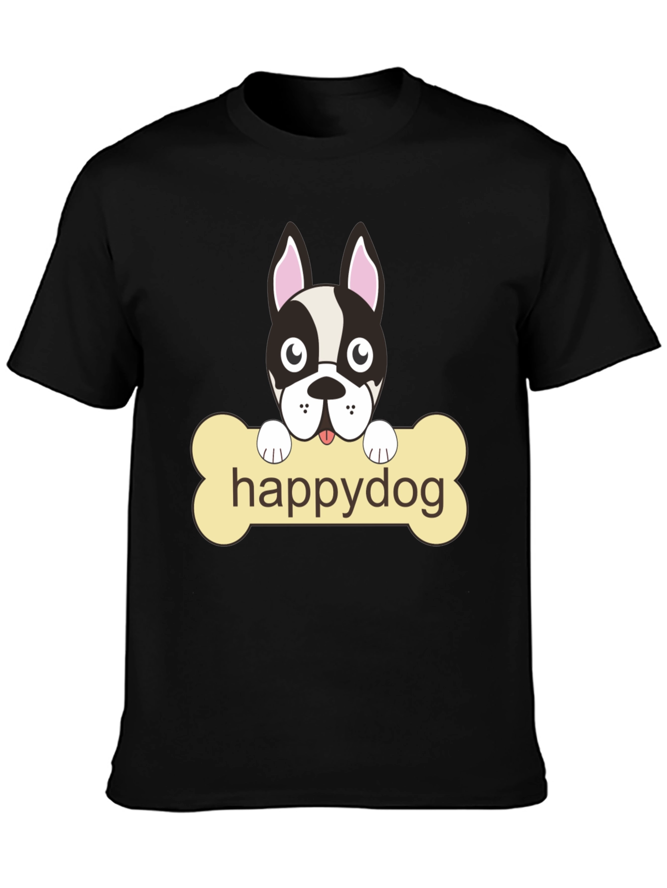 Happy Dog Black Graphic T-Shirt