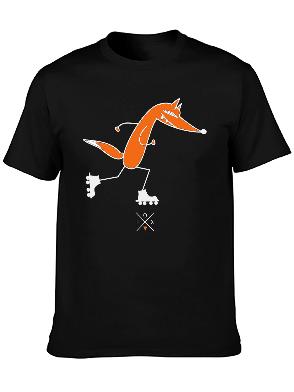 Skating Fox Graphic Tee - Black Cotton T-Shirt
