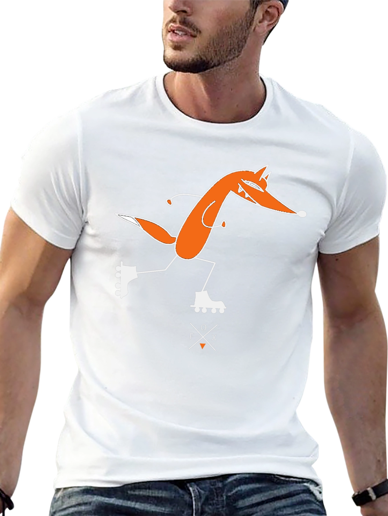 Skating Fox Graphic Tee - Black Cotton T-Shirt