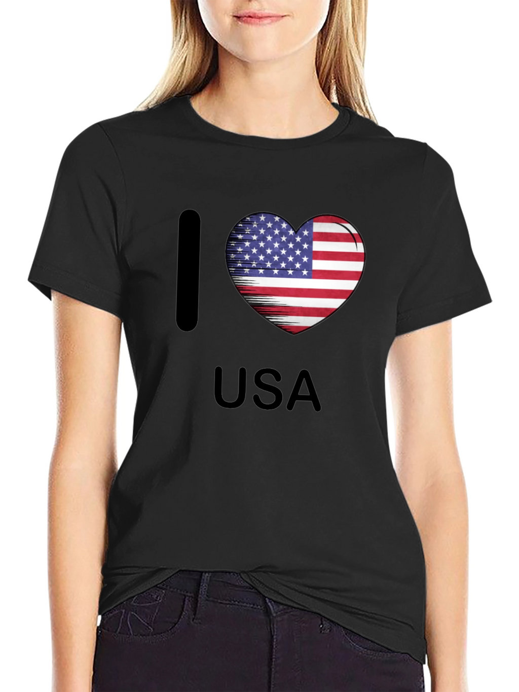 I Love USA T-Shirt Patriotic American Flag Heart