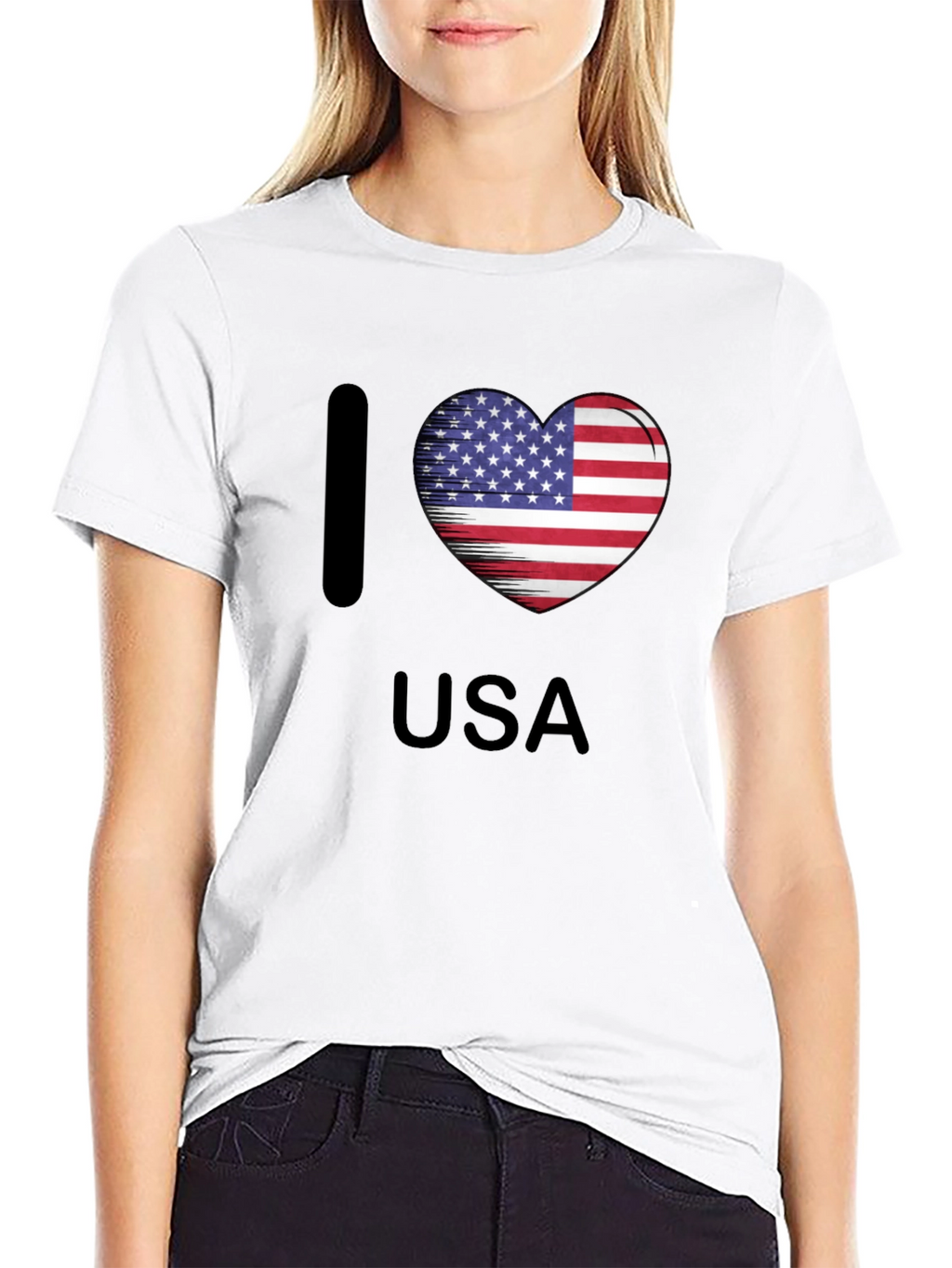 I Love USA T-Shirt Patriotic American Flag Heart