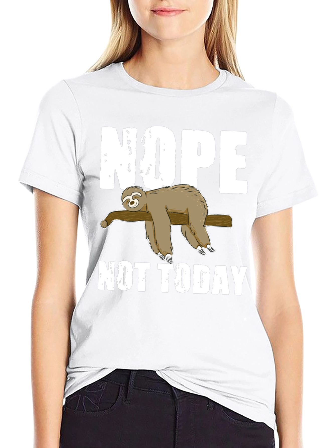 Nope Not Today Sloth Graphic T-Shirt Lazy Day Tee