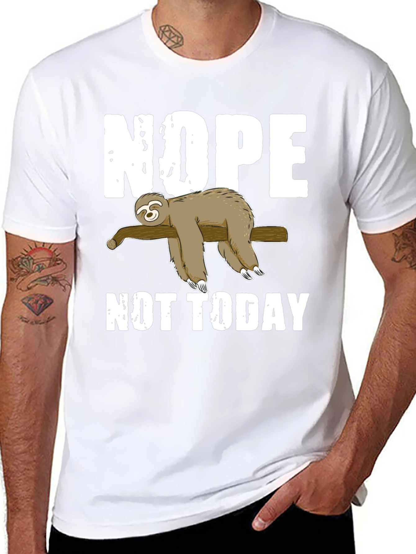 Nope Not Today Sloth Graphic T-Shirt Lazy Day Tee