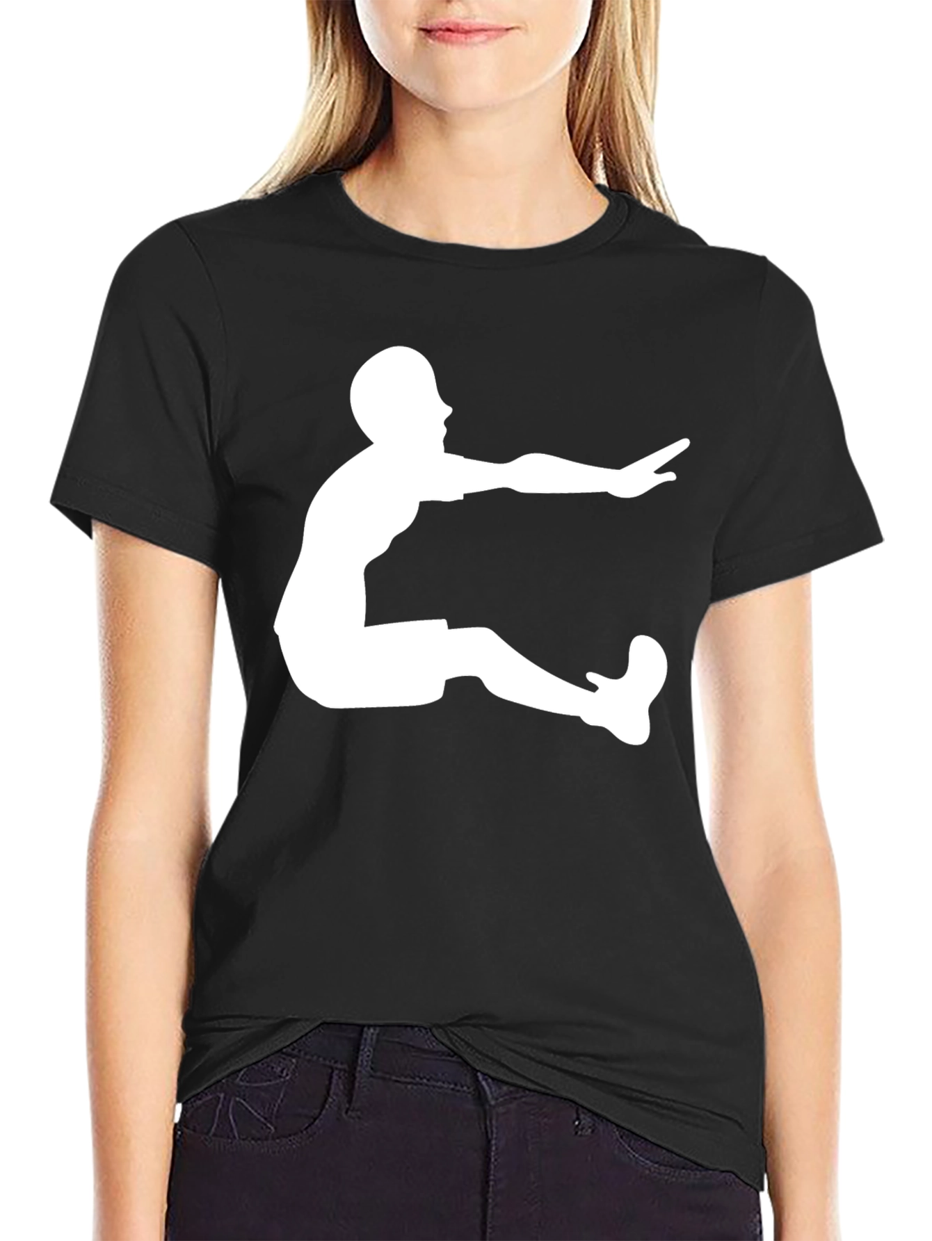 Long Jump Graphic Tee - Black Cotton T-Shirt