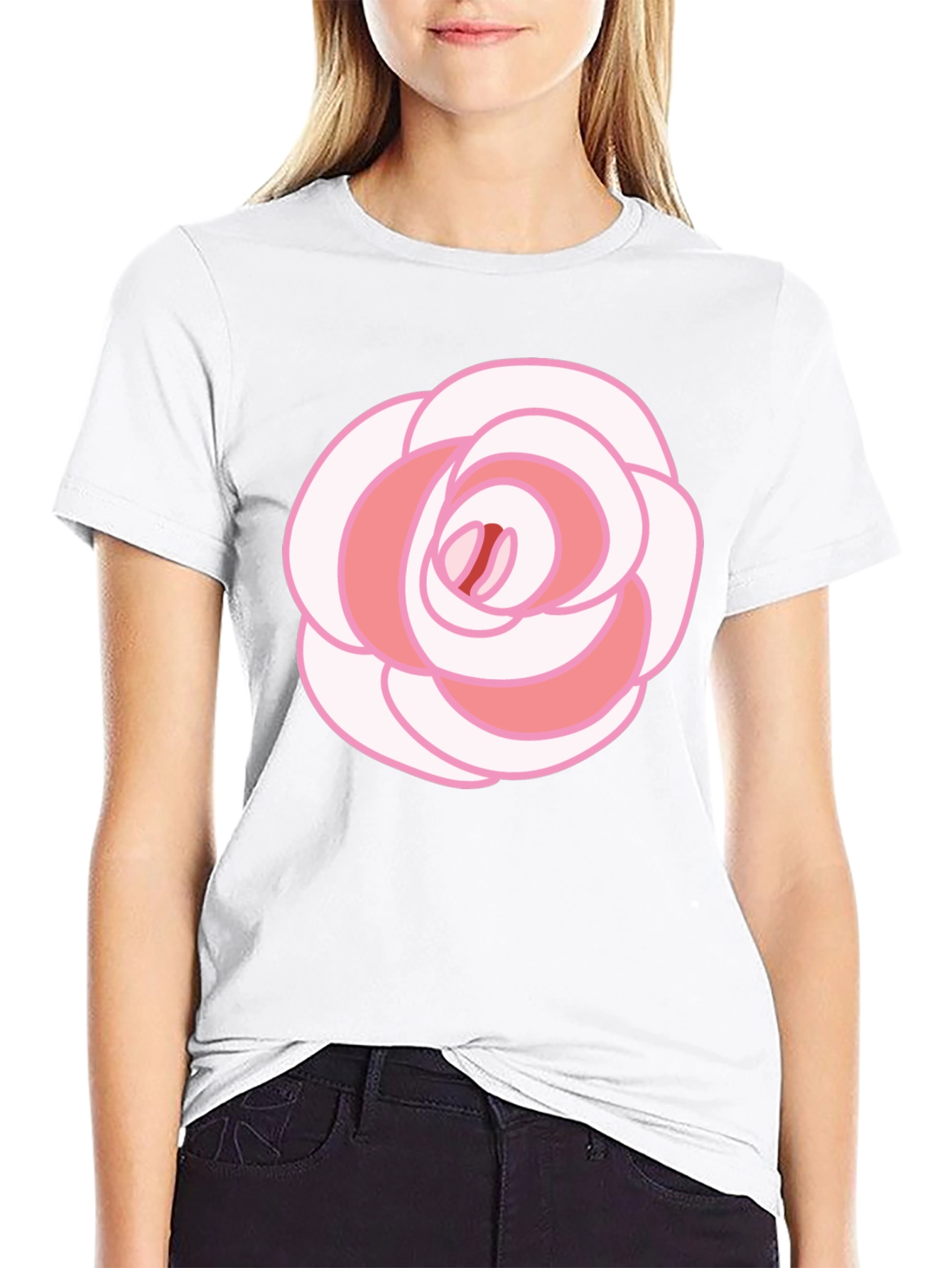 Rose Graphic T-Shirt - Black Cotton Blend
