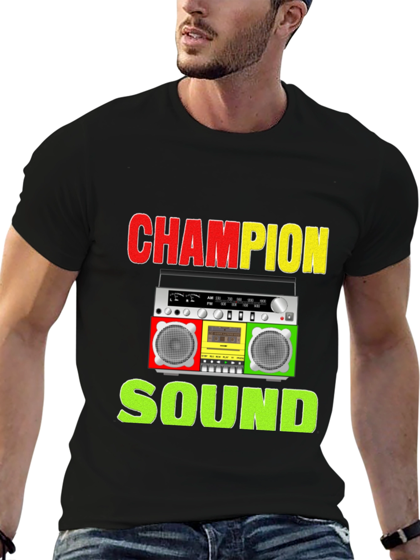 Champion Sound Boombox Graphic Tee - Stylish Music Shirt