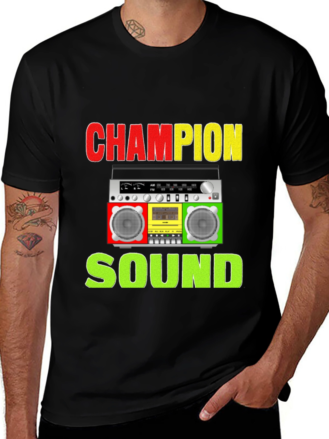 Champion Sound Boombox Graphic Tee - Stylish Music Shirt
