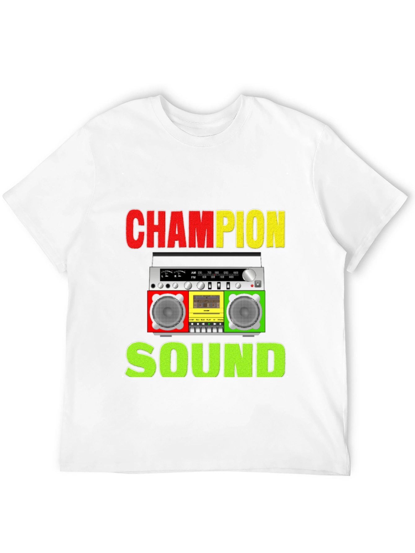 Champion Sound Boombox Graphic Tee - Stylish Music Shirt