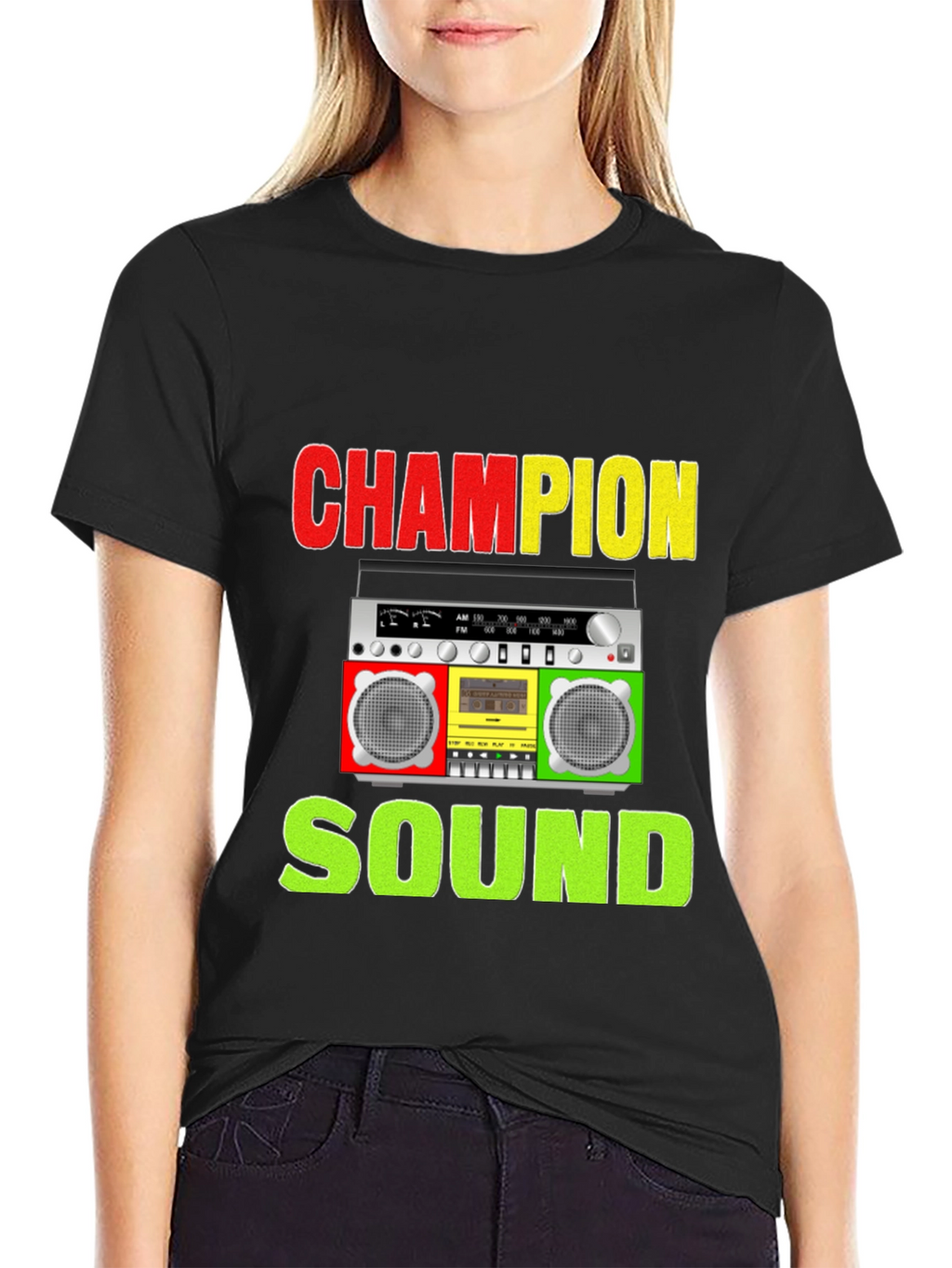 Champion Sound Boombox Graphic Tee - Stylish Music Shirt