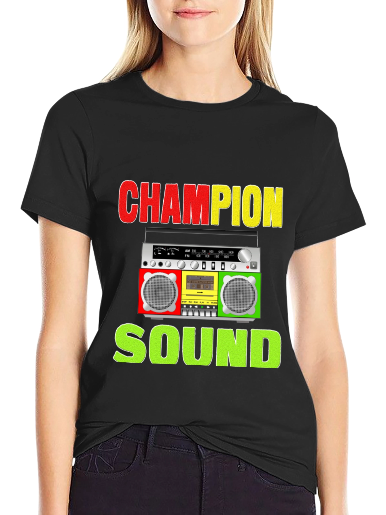 Champion Sound Boombox Graphic Tee - Stylish Music Shirt