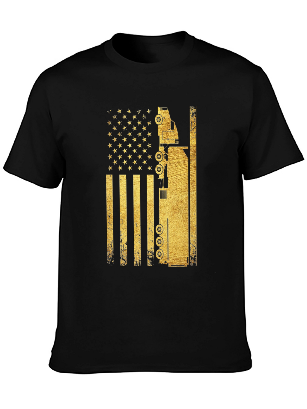 Trucker USA Flag Graphic T-Shirt - Black