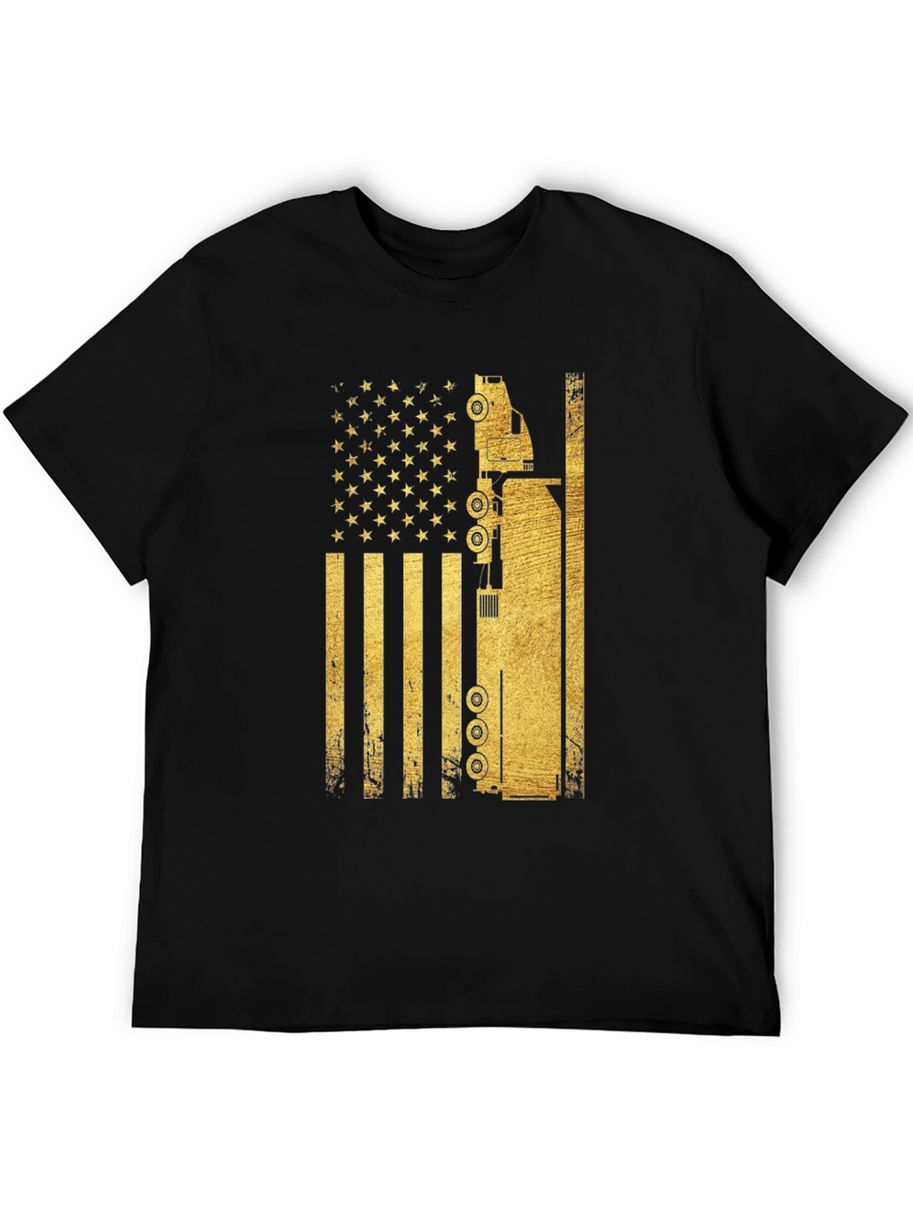 Trucker USA Flag Graphic T-Shirt - Black