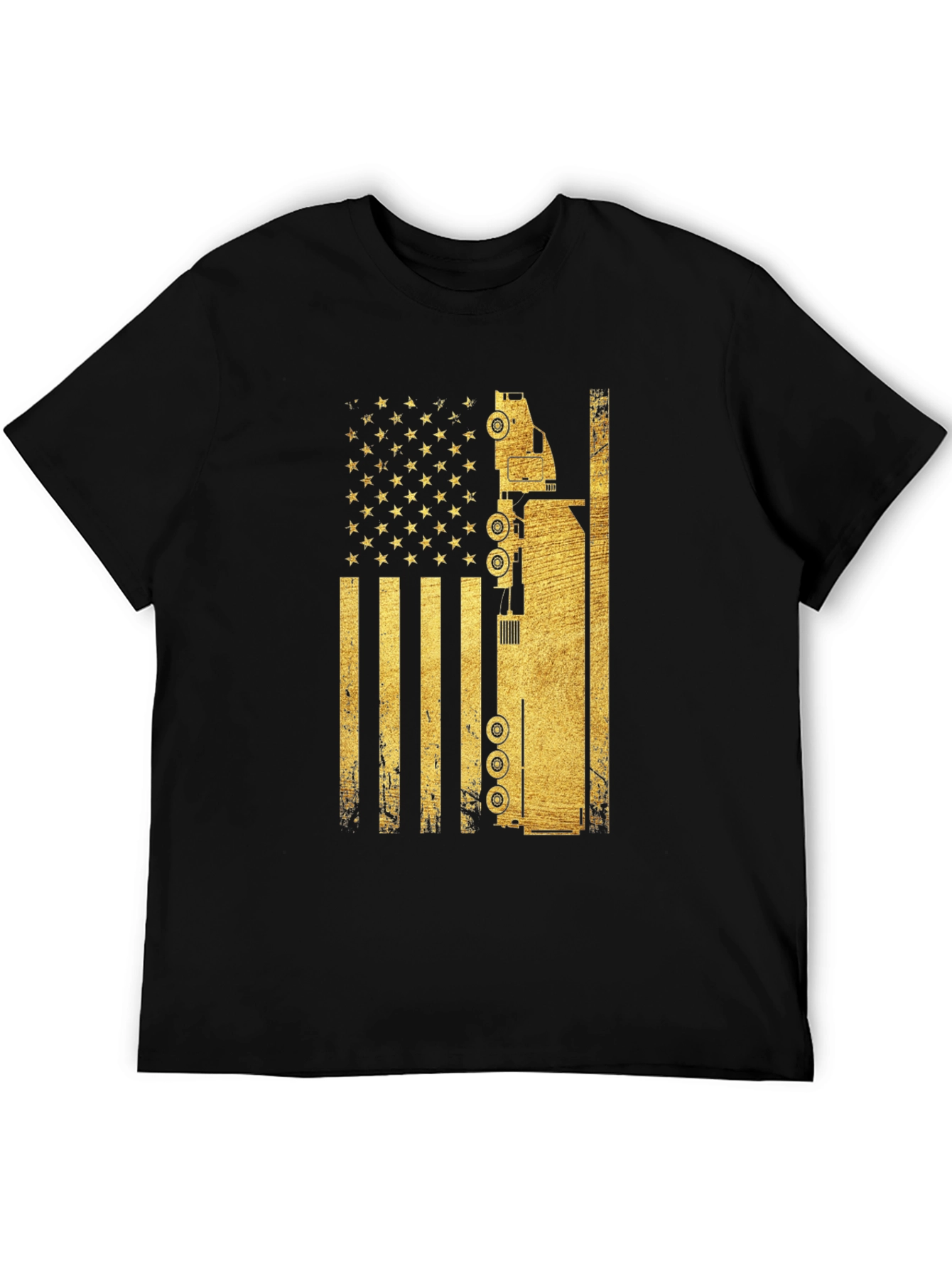 Trucker USA Flag Graphic T-Shirt - Black