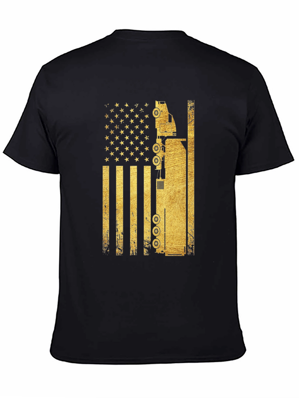 Trucker USA Flag Graphic T-Shirt - Black