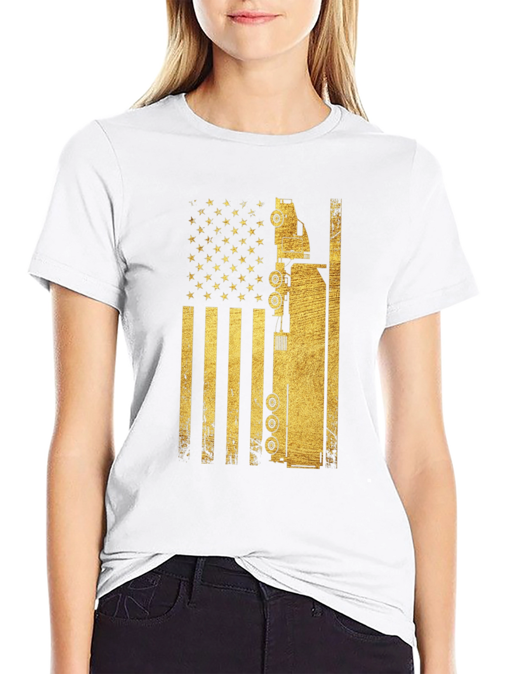 Trucker USA Flag Graphic T-Shirt - Black