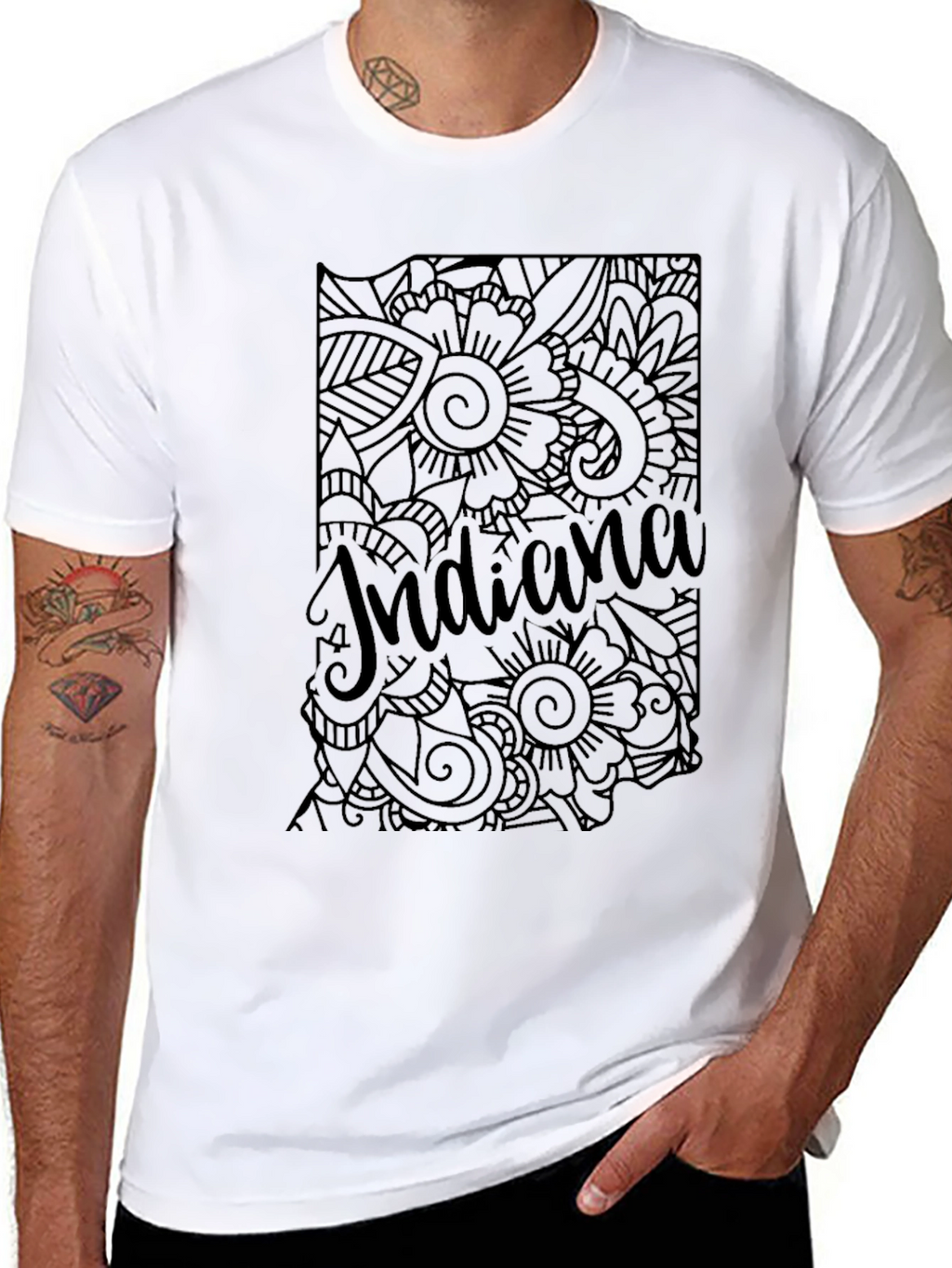 Indiana Floral Graphic Black T-Shirt