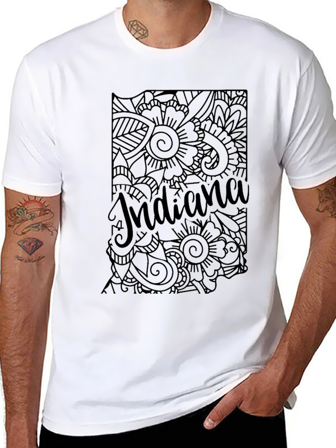 Indiana Floral Graphic Black T-Shirt