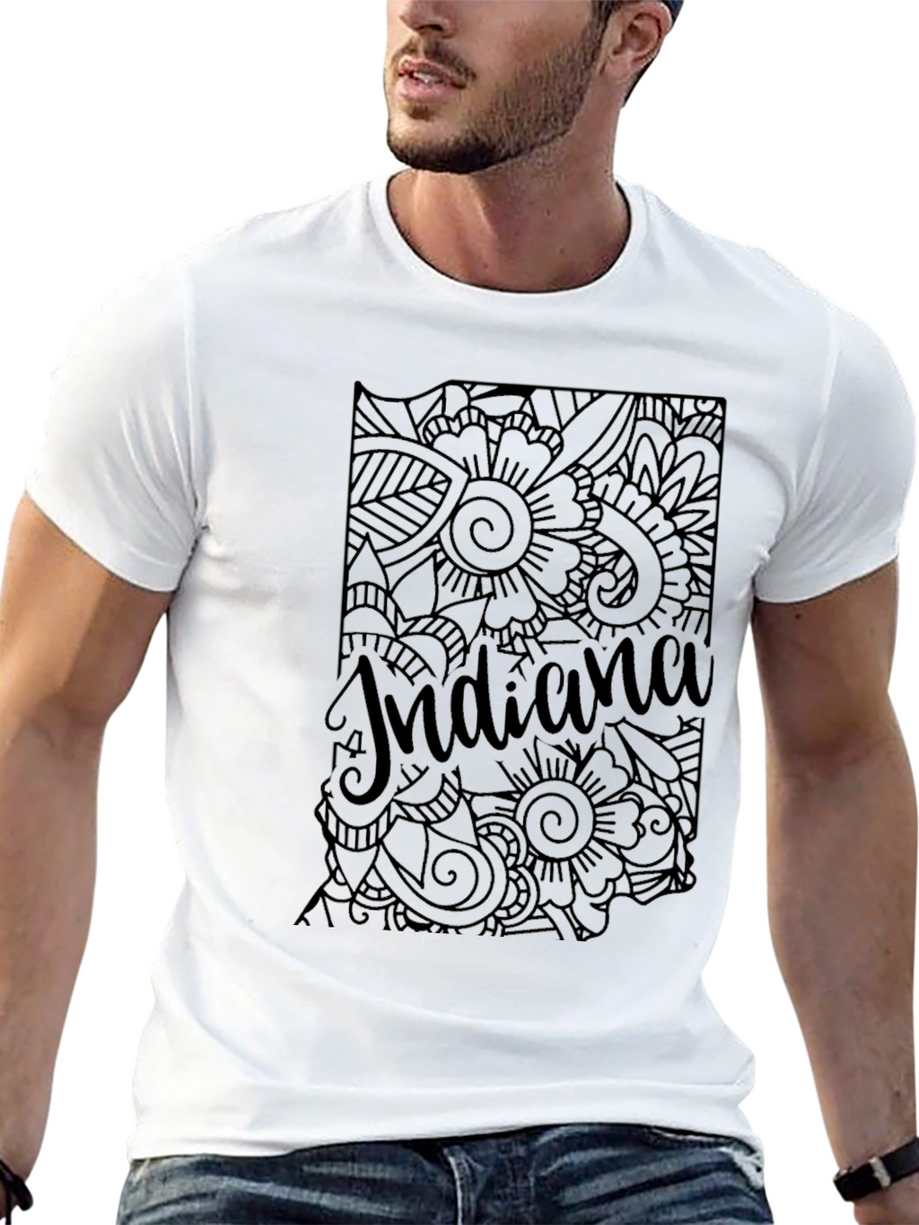 Indiana Floral Graphic Black T-Shirt