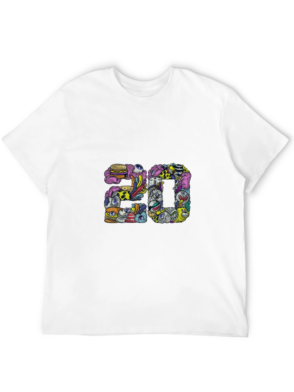 Mens Black Graphic Tee - 20 Doodle Art