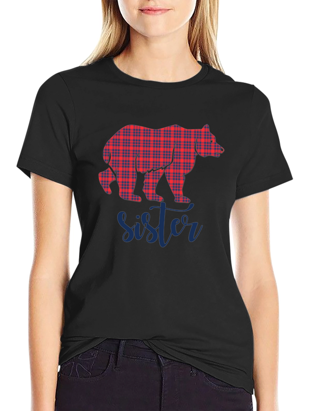 Sister Bear Plaid Graphic Tee