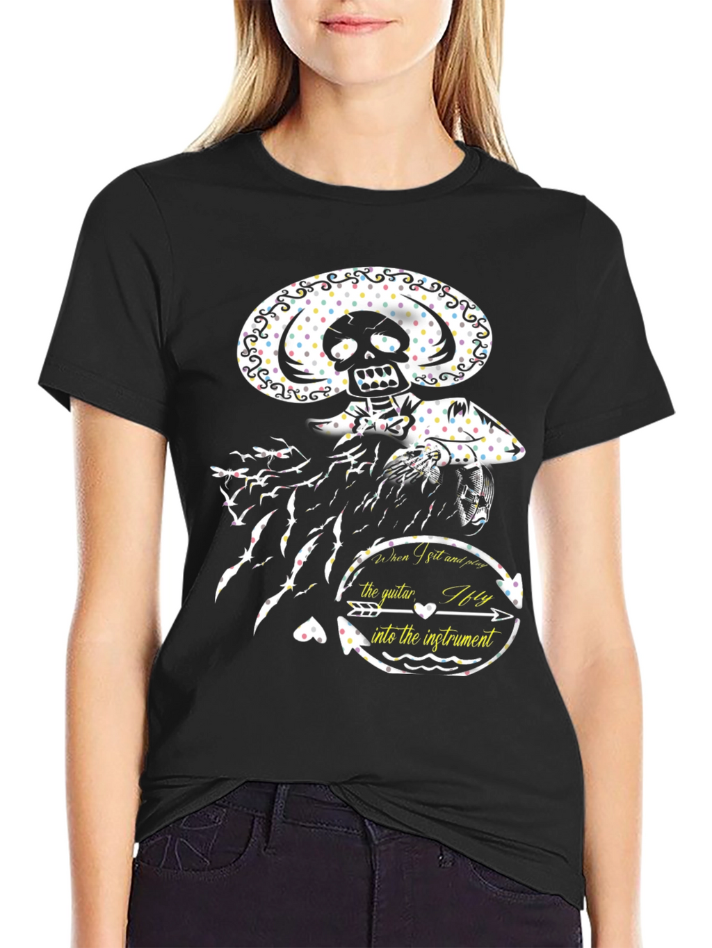 Skeleton Mariachi Graphic T-Shirt - Unique Design
