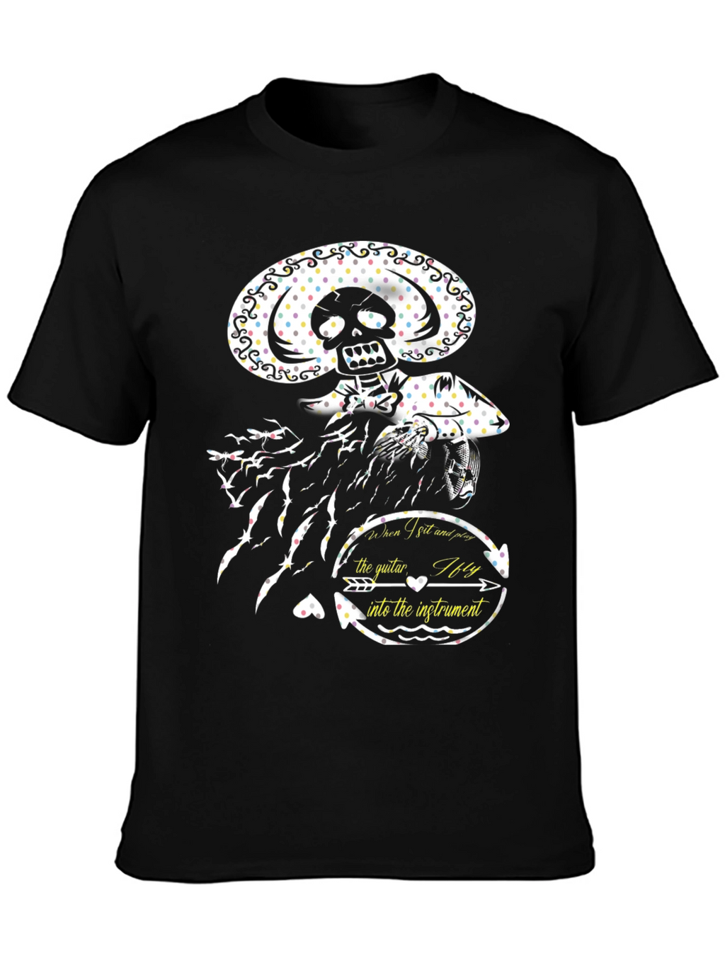 Skeleton Mariachi Graphic T-Shirt - Unique Design