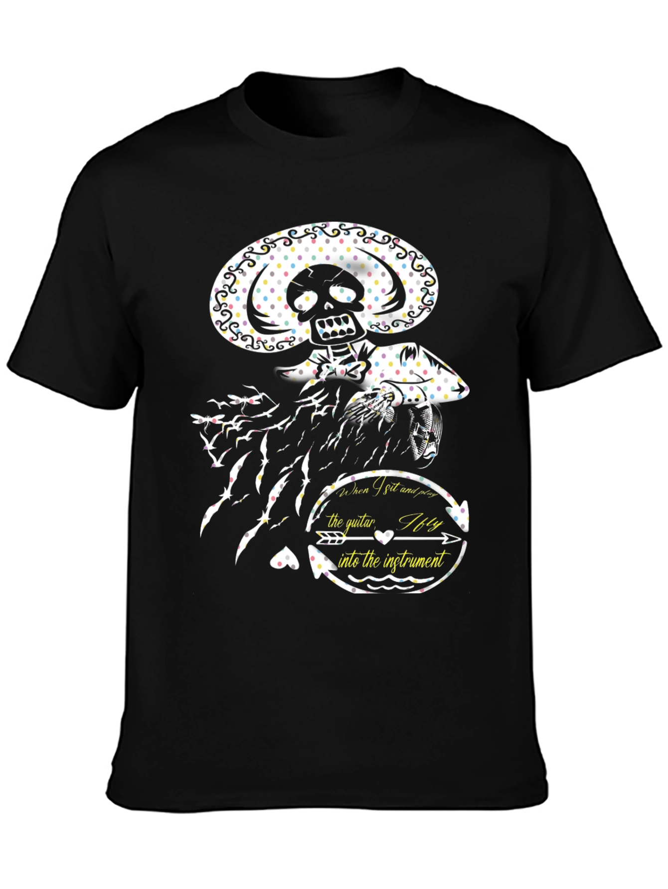 Skeleton Mariachi Graphic T-Shirt - Unique Design
