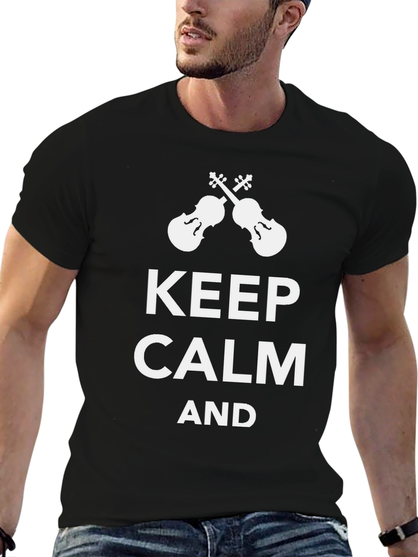Keep Calm & Play Violin Black Tee