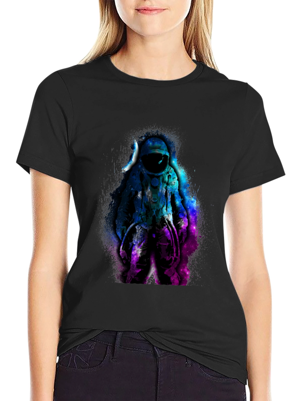 Astronaut Galaxy Graphic Black T-Shirt