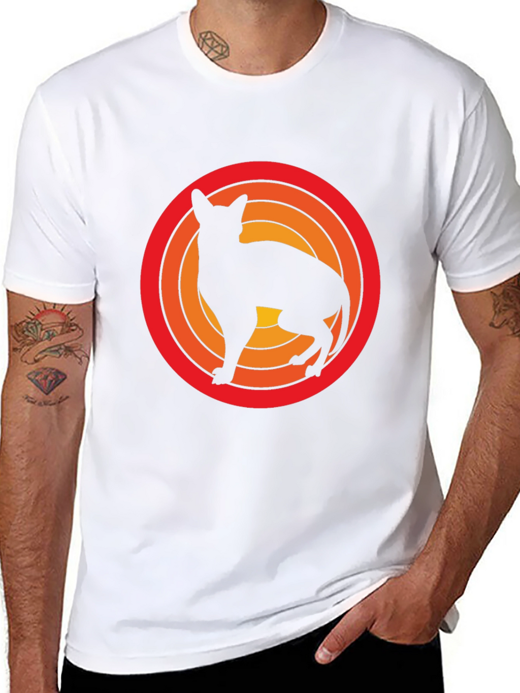 Retro Cat Silhouette Graphic Tee - Black Cotton T-Shirt