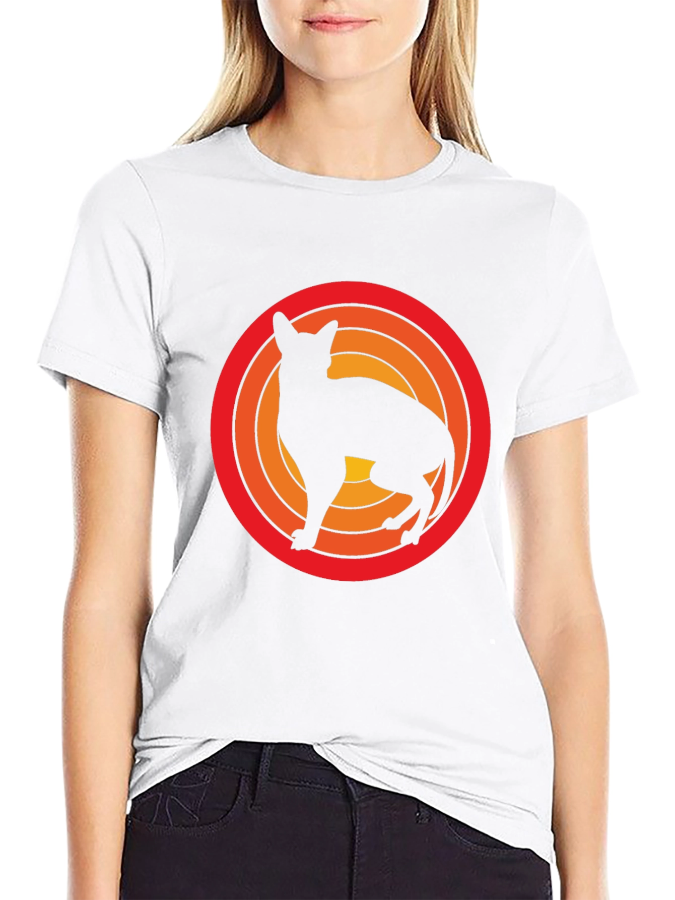 Retro Cat Silhouette Graphic Tee - Black Cotton T-Shirt