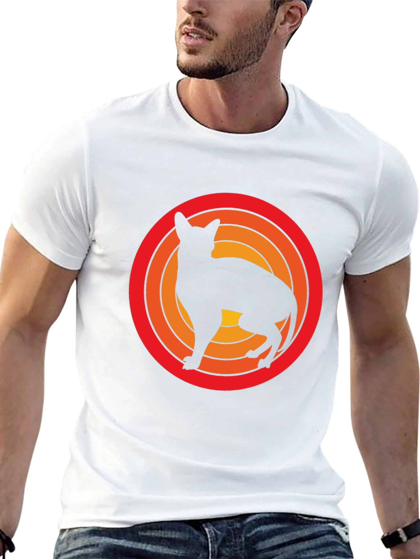 Retro Cat Silhouette Graphic Tee - Black Cotton T-Shirt