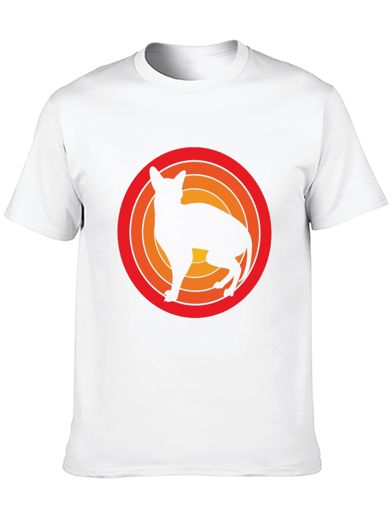 Retro Cat Silhouette Graphic Tee - Black Cotton T-Shirt