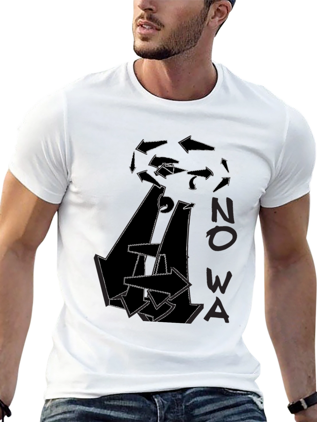Abstract Arrow Graphic Print Black T-Shirt