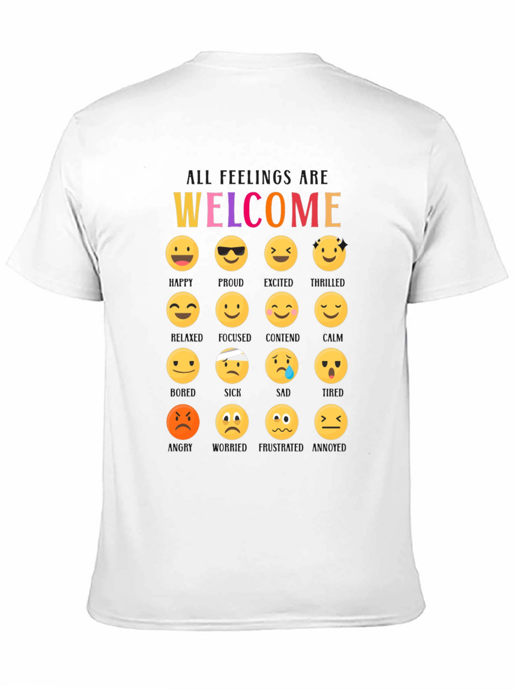 Welcome All Feelings Emoji Black T-Shirt
