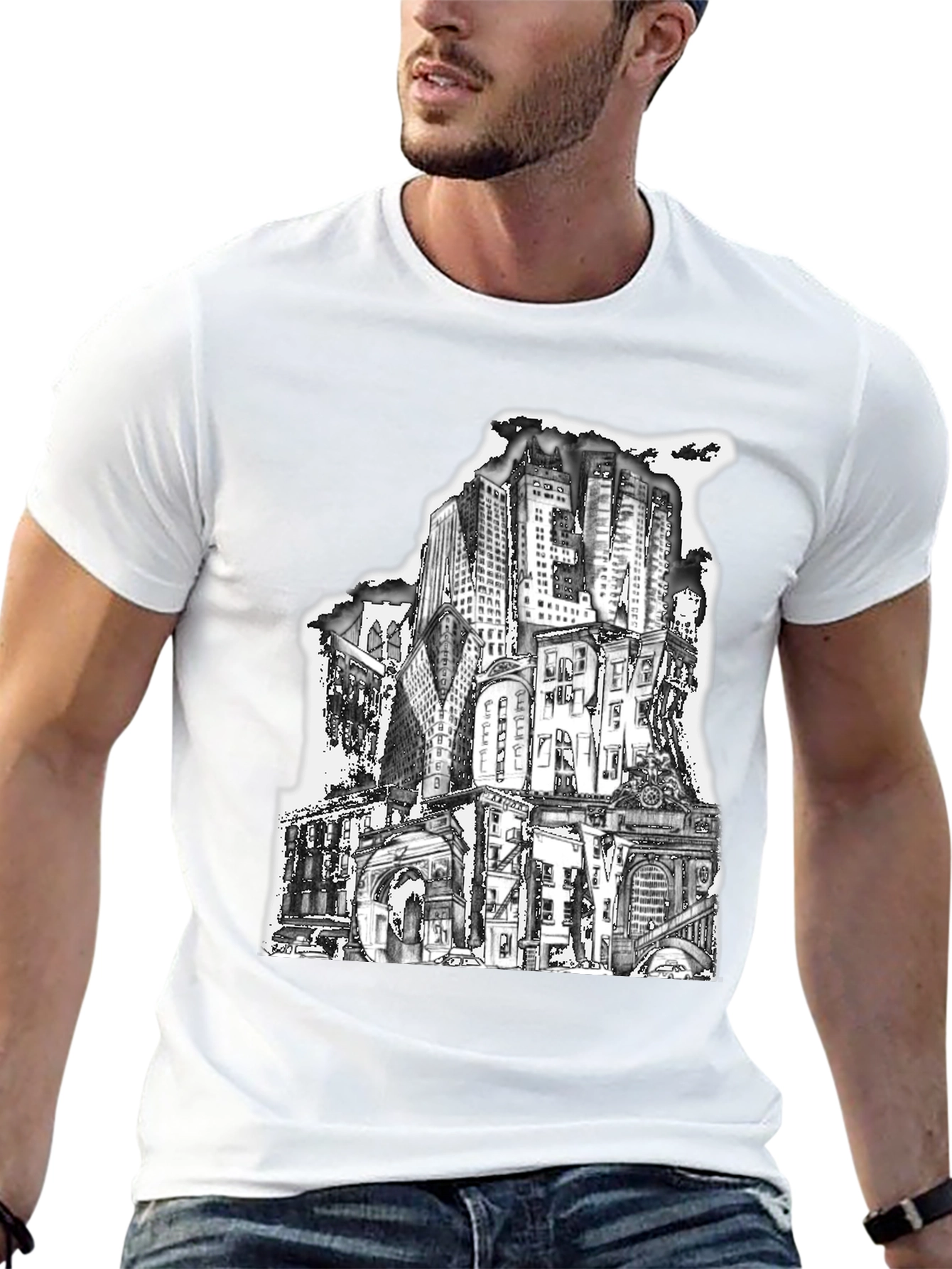 Cityscape Graphic Tee - Urban Style Black T-Shirt