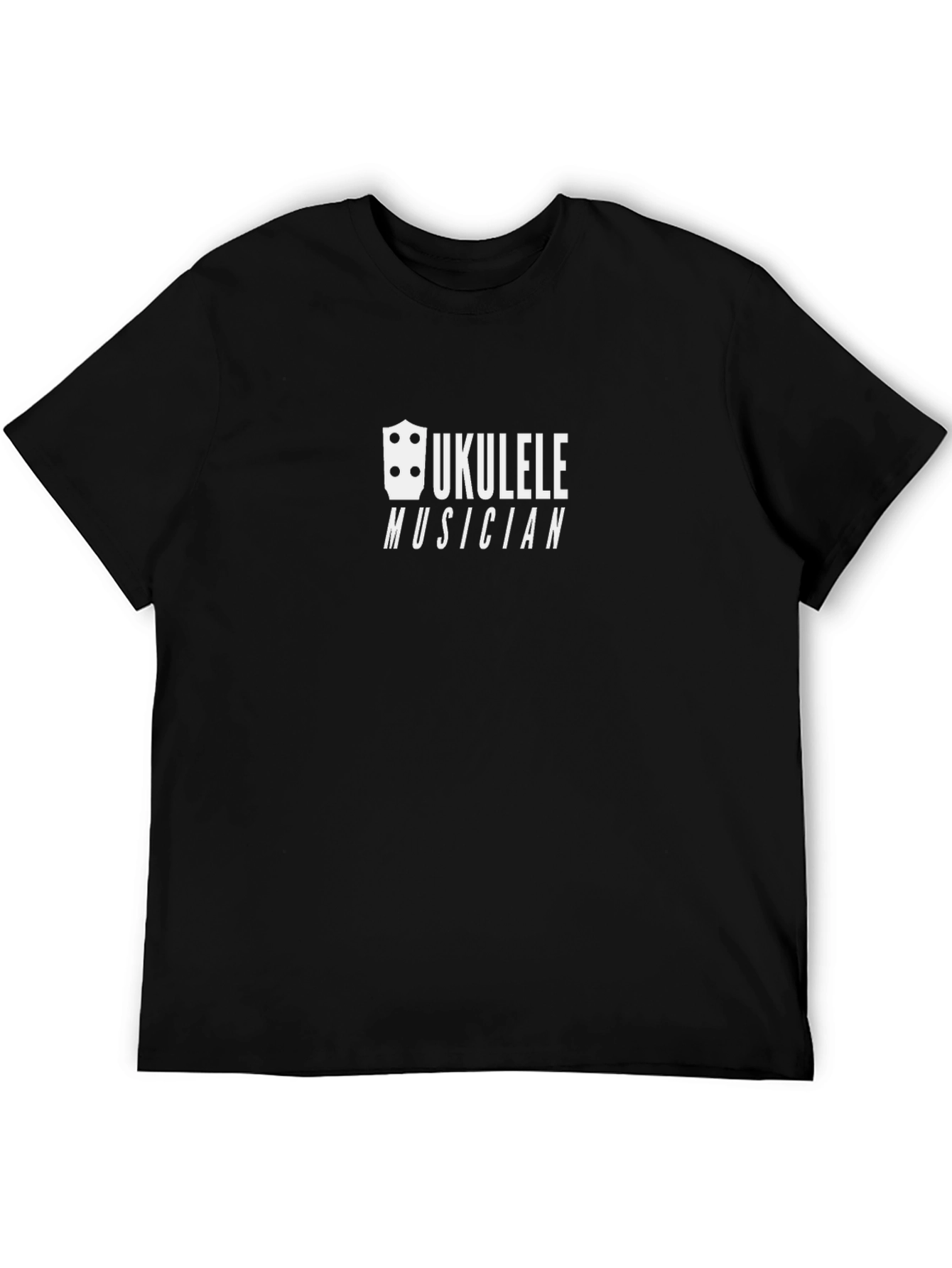 Ukulele Musician Graphic Tee - Black Cotton T-Shirt