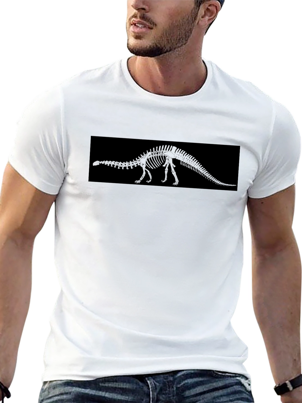 Dinosaur Skeleton Graphic Black T-Shirt