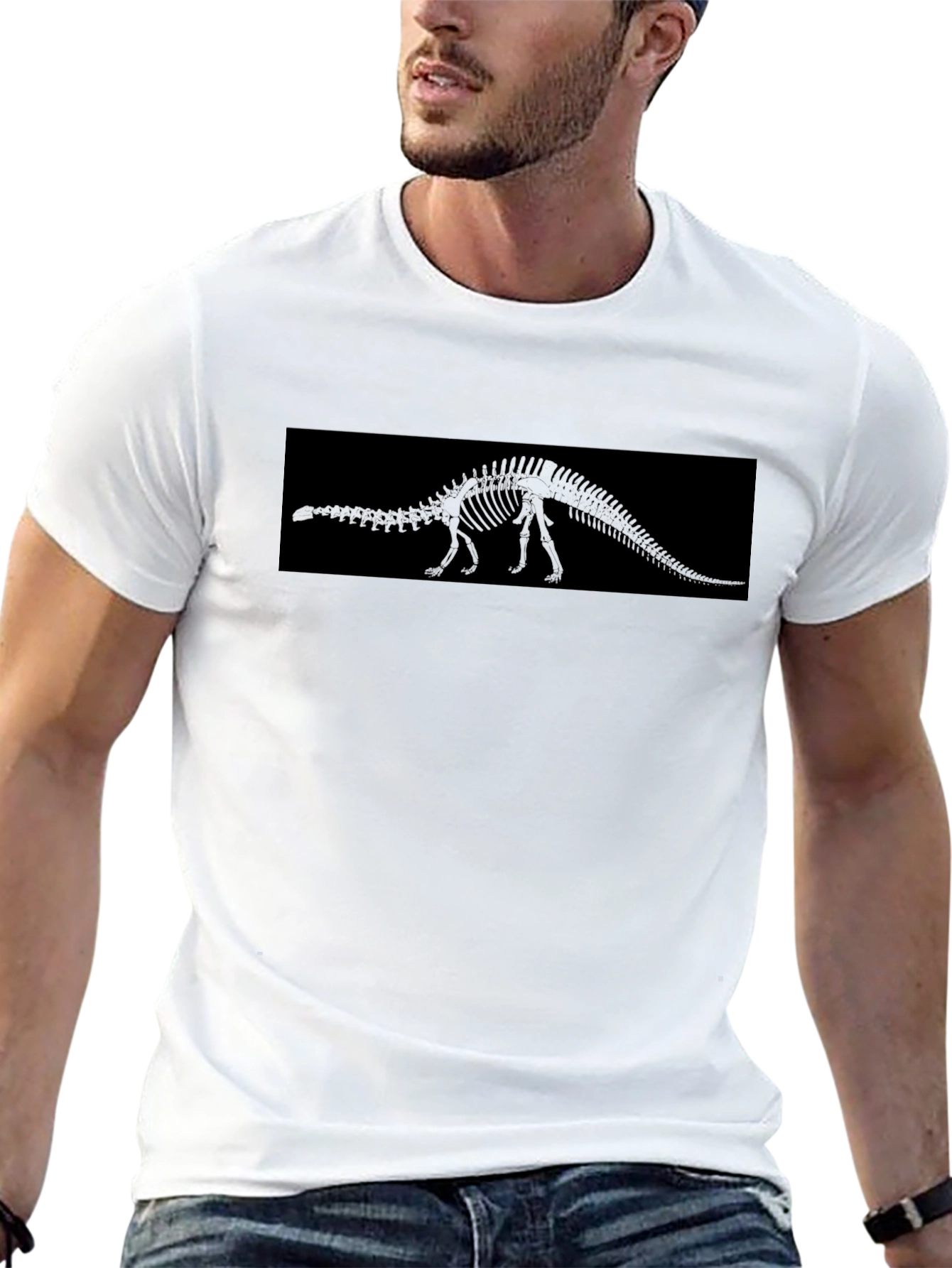 Dinosaur Skeleton Graphic Black T-Shirt
