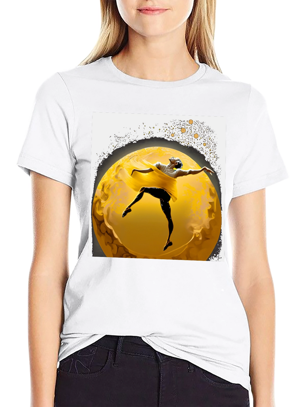 Ballerina Moon Graphic Tee - Stylish Mens Black T-Shirt