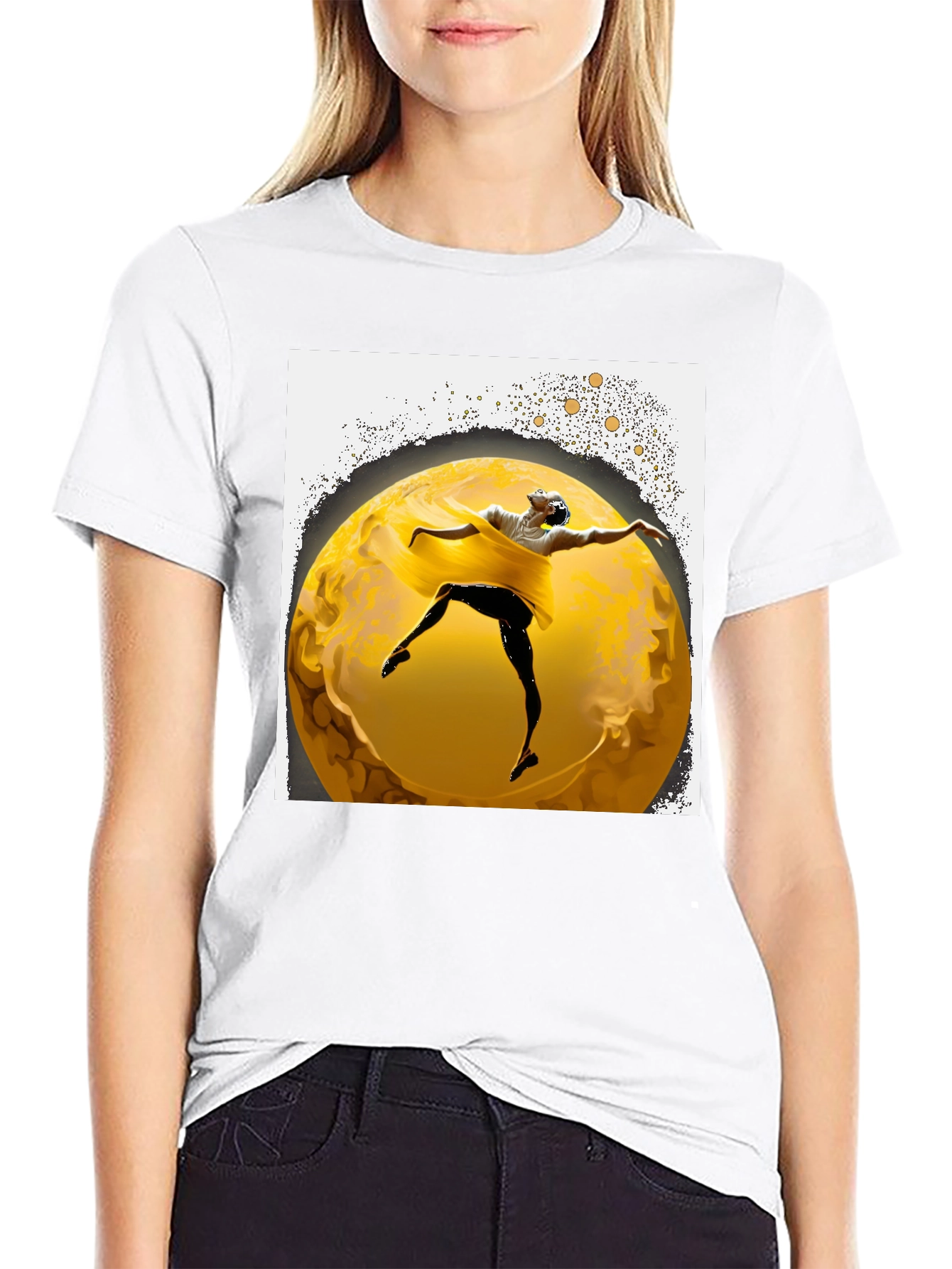 Ballerina Moon Graphic Tee - Stylish Mens Black T-Shirt